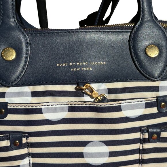 Marc by Marc Jacobs white and navy striped polka dot shoulder bag - Picture 3 of 5